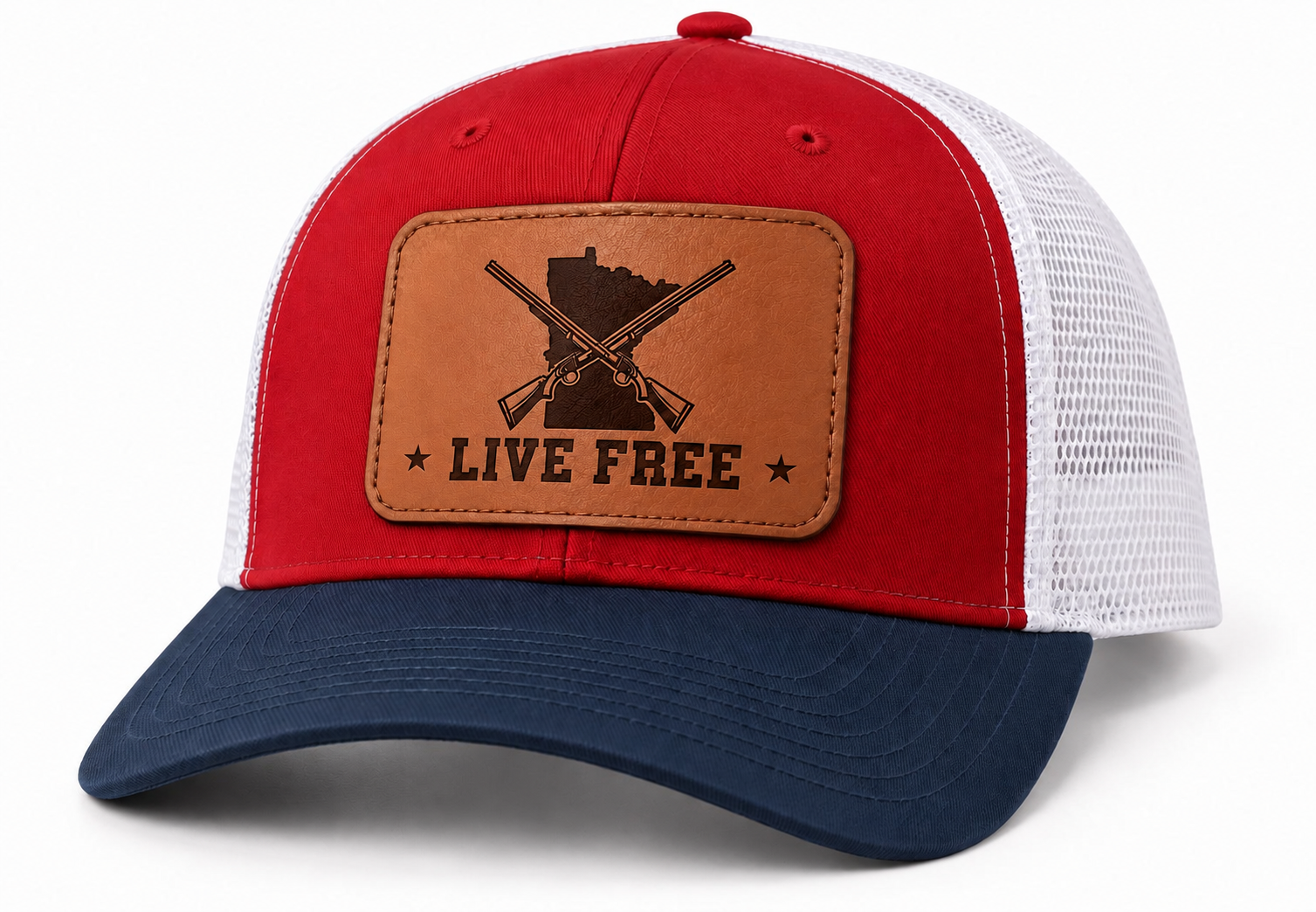 Live Free MN Hat - Red/White/Navy
